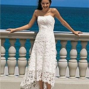 Alfred Angelo Strapless White Lace Dress